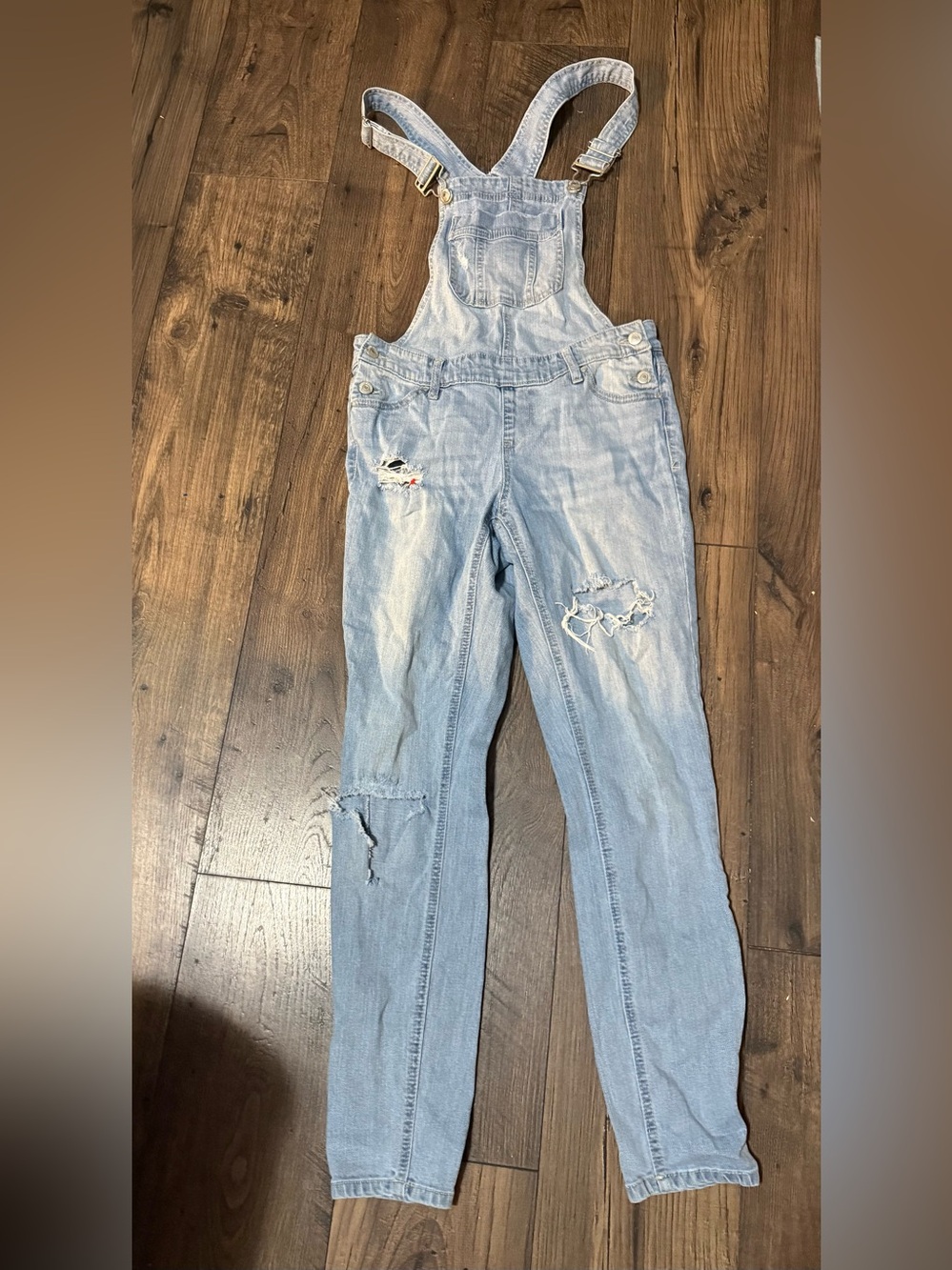 Blue Spice Light Blue Distressed Denim Overalls